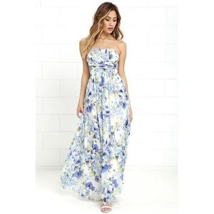 NWT Exclusive LuLu’s Pond Ripples Ivory Maxi Dress